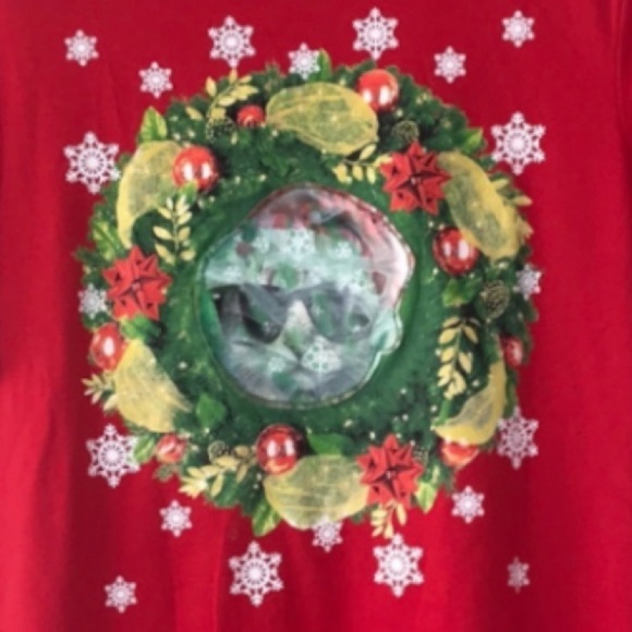 Handmade Ugly Christmas 3-D Holiday Cat Lover Red Short Sleeve Shirt Size Medium - Picture 6 of 6